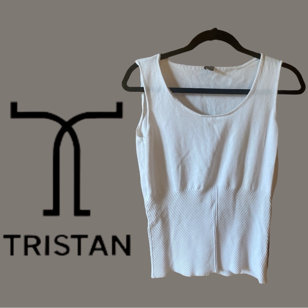 🌷Tristan White Ribbed Knit Sleeveless Tank Top Women’s XL 3/$30